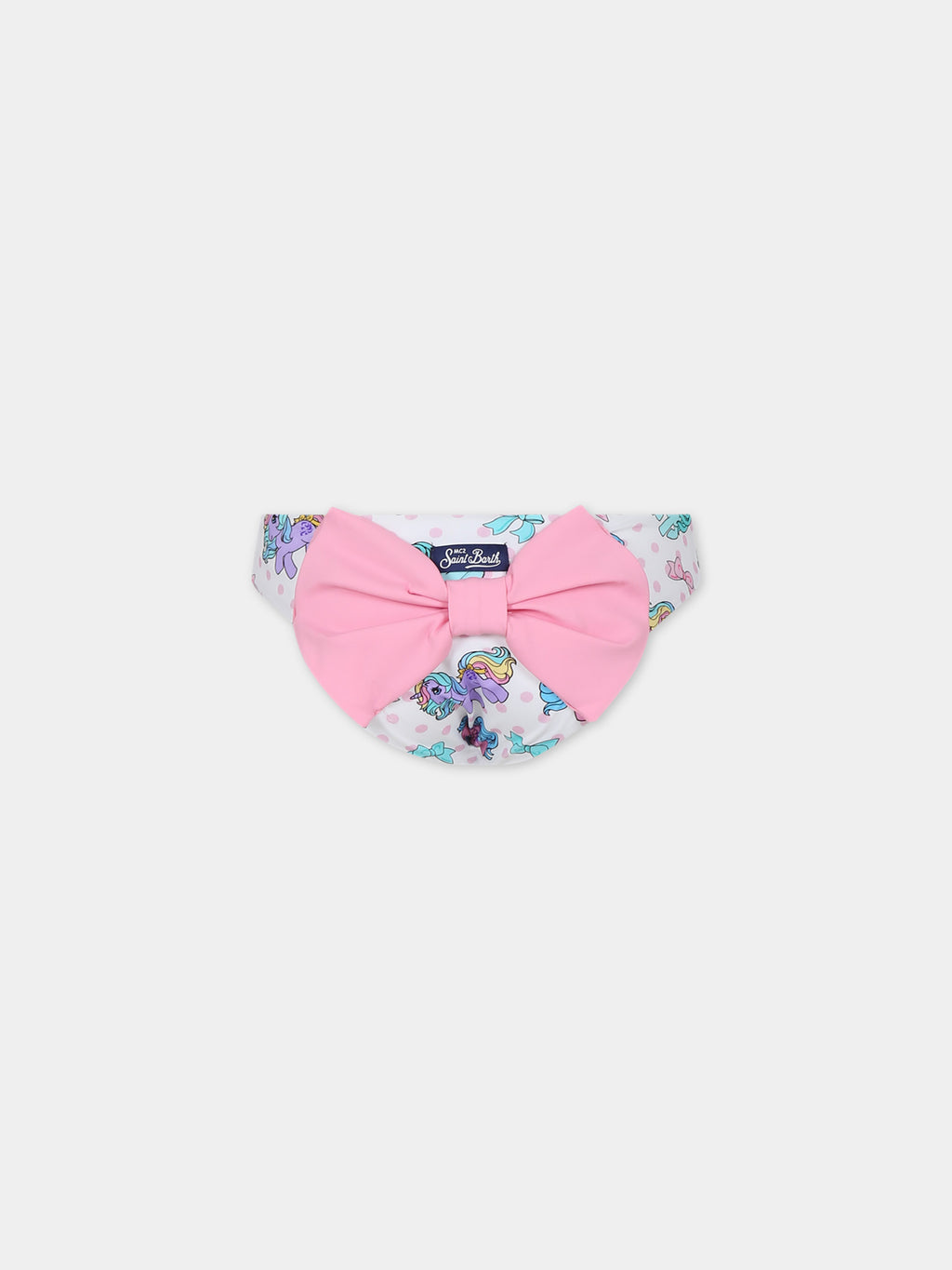 White swim briefs for girl with bow and unicorns